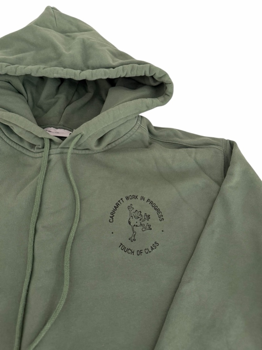 CARHARTT WIP Duck Green Hooded Stamp Hoodie Frog Graphic Vintage Style size M - Picture 4 of 12